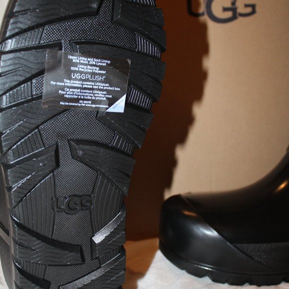 NIB UGG WOMEN'S RAINCLOUD TALL SUEDE SHEARLING RAIN WINTER BOOTS CHESTNUT BLACK - Picture 9 of 9